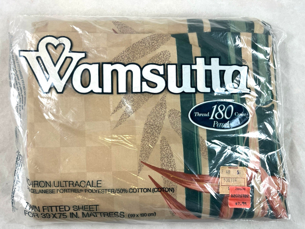 Wamsutta Bengal Twin Fitted Sheet Bengal Tropical Floral USA Percale Deadstock
